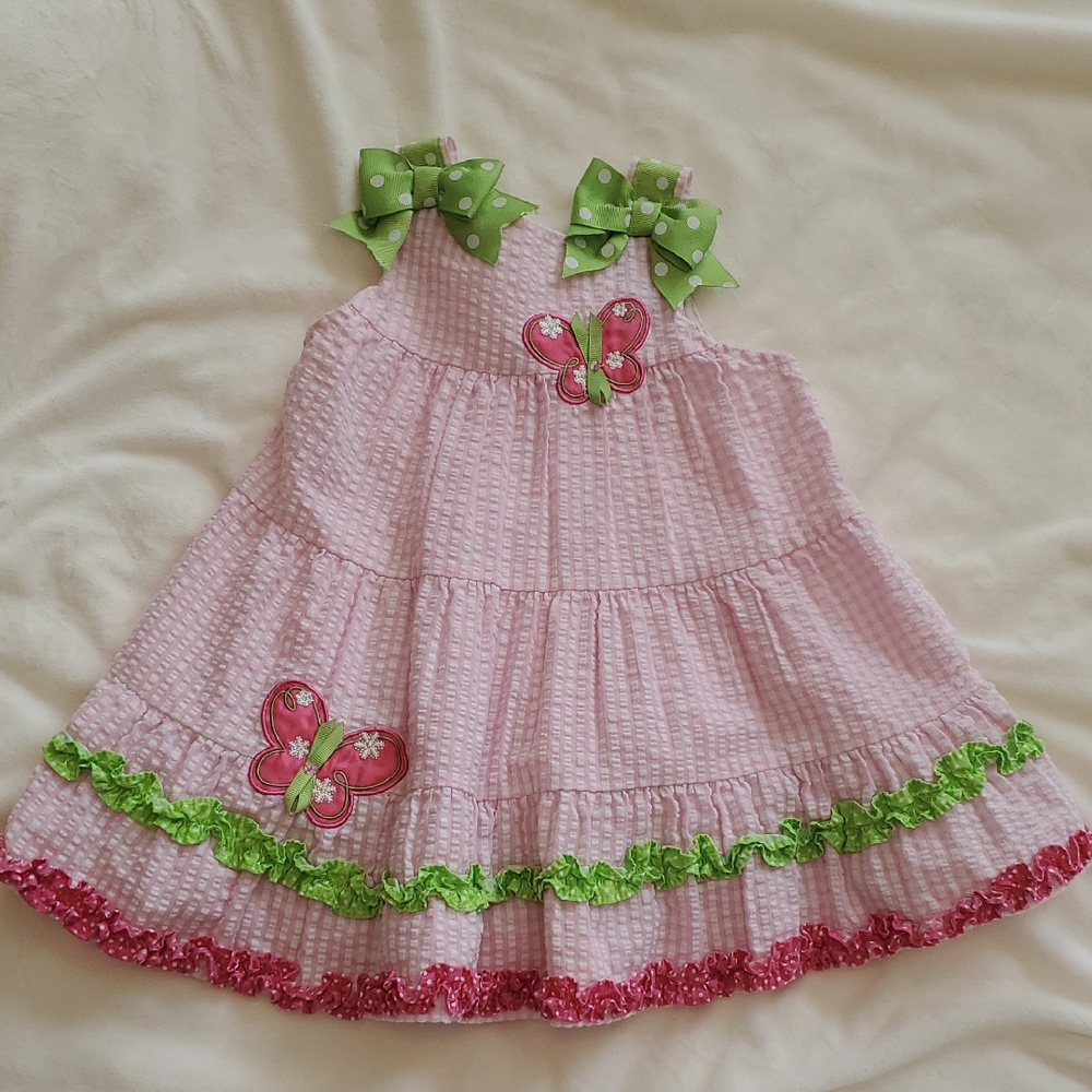 Rare Editions Pink Dress with Butterflies And Bows